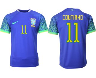 Moški Nogometni dresi Brazilija Gostujoči SP 2022 Kratek Rokav COUTINHO 11