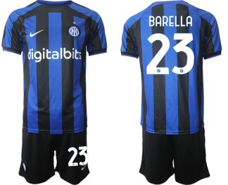 Moški Nogometni dresi Inter Milan Domači 2023 Kratek Rokav + Kratke hlače BARELLA 23