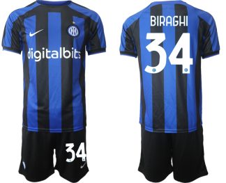 Moški Nogometni dresi Inter Milan Domači 2023 Kratek Rokav + Kratke hlače BIRAGHI 34