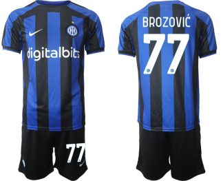 Moški Nogometni dresi Inter Milan Domači 2023 Kratek Rokav + Kratke hlače BROZOVIĆ 77