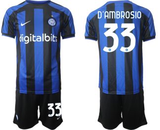 Moški Nogometni dresi Inter Milan Domači 2023 Kratek Rokav + Kratke hlače D’AMBROSIO 33