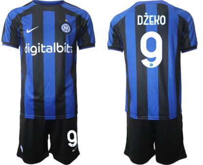 Moški Nogometni dresi Inter Milan Domači 2023 Kratek Rokav + Kratke hlače Džeko 9