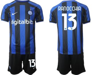 Moški Nogometni dresi Inter Milan Domači 2023 Kratek Rokav + Kratke hlače RANOCCHIA 13