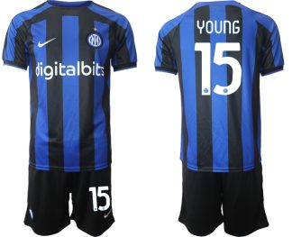 Moški Nogometni dresi Inter Milan Domači 2023 Kratek Rokav + Kratke hlače YOUNG 15
