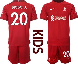 Otroški Nogometni dresi Liverpool Domači 2023 Kratek Rokav + Kratke hlače DIOGO J.20