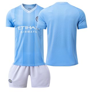 Novo Otroški Nogometni dresi Manchester City Domači 2023-24 Kratek Rokav + Kratke hlače
