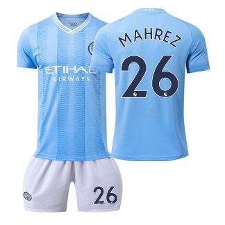 Otroški Nogometni dresi Manchester City Domači 2023-24 Kratek Rokav + Kratke hlače MAHREZ 26