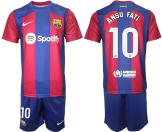 Moški Nogometni dresi komplet Barcelona Domači 2023-24 z imenom ANSU FATI 10