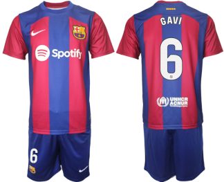 Moški Nogometni dresi komplet Barcelona Domači 2023-24 z imenom GAVI 6