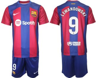 Moški Nogometni dresi komplet Barcelona Domači 2023-24 z imenom LEWANDOWSKI 9