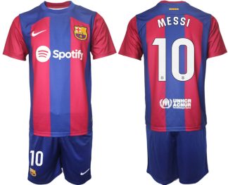 Moški Nogometni dresi komplet Barcelona Domači 2023-24 z imenom MESSI 10