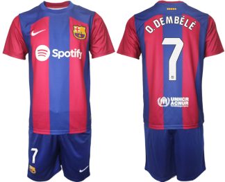 Moški Nogometni dresi komplet Barcelona Domači 2023-24 z imenom O.DEMBÉLÉ 7