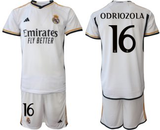 Poceni Moški Nogometni dresi Real Madrid Domači 2023-24 Kratek Rokav + Kratke hlače ODRIOZOLA 16