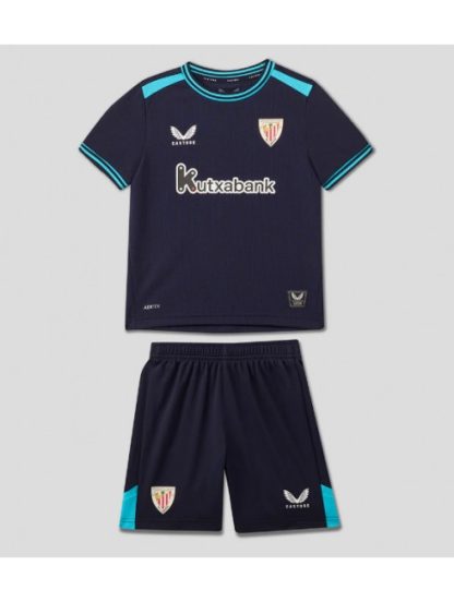 Otroški Nogometna dresi replika Athletic Bilbao Gostujoči 2025-26 Kratek rokav (+ hlače)