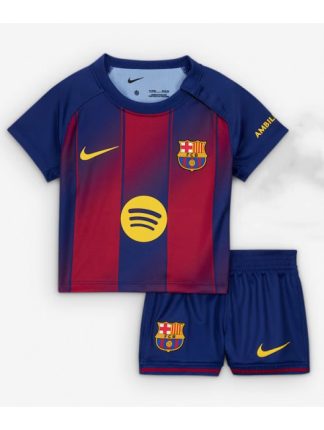 Otroški Nogometna dresi replika Barcelona Domači 2025-26 Kratek rokav (+ hlače)