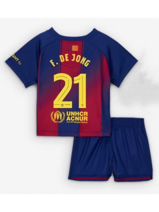 Otroški Nogometna dresi replika Barcelona Frenkie de Jong #21 Domači 2025-26 Kratek rokav (+ hlače)