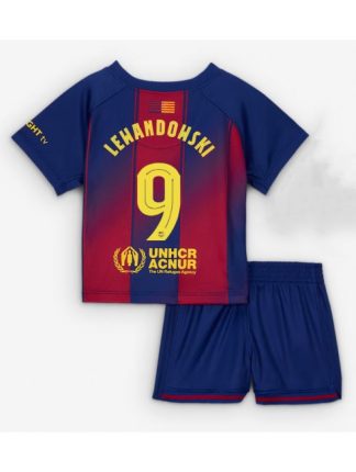 Otroški Nogometna dresi replika Barcelona Robert Lewandowski #9 Domači 2025-26 Kratek rokav (+ hlače)