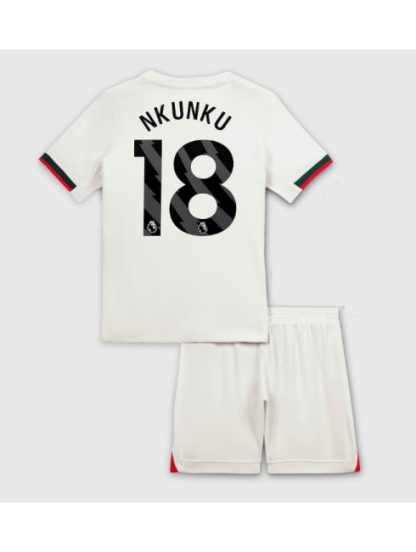 Otroški Nogometna dresi replika Chelsea Christopher Nkunku #18 Gostujoči 2025-26 Kratek rokav (+ hlače)