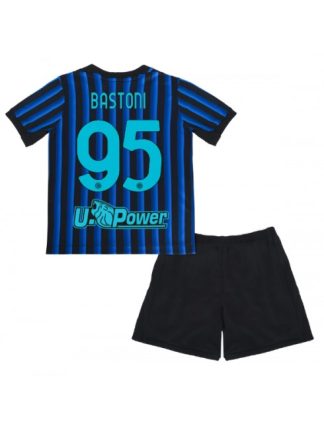 Otroški Nogometna dresi replika Inter Milan Alessandro Bastoni #95 Domači 2025-26 Kratek rokav (+ hlače)