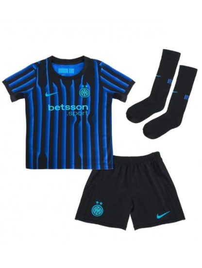 Otroški Nogometna dresi replika Inter Milan Nicolo Barella #23 Domači 2025-26 Kratek rokav (+ hlače)
