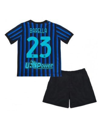 Otroški Nogometna dresi replika Inter Milan Nicolo Barella #23 Domači 2025-26 Kratek rokav (+ hlače)