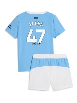 Otroški Nogometna dresi replika Manchester City Phil Foden #47 Domači 2025-26 Kratek rokav (+ hlače)
