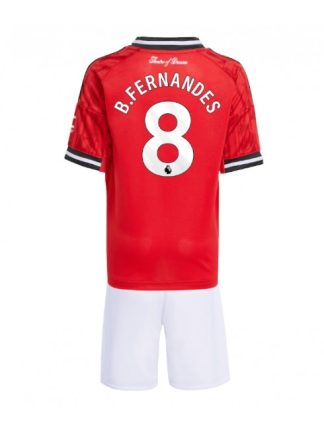Otroški Nogometna dresi replika Manchester United Bruno Fernandes #8 Domači 2025-26 Kratek rokav (+ hlače)