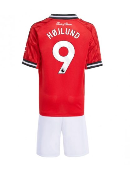Otroški Nogometna dresi replika Manchester United Rasmus Hojlund #9 Domači 2025-26 Kratek rokav (+ hlače)
