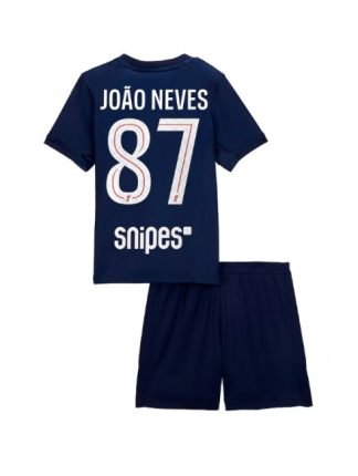 Otroški Nogometna dresi replika Paris Saint-Germain Joao Neves #87 Domači 2025-26 Kratek rokav (+ hlače)
