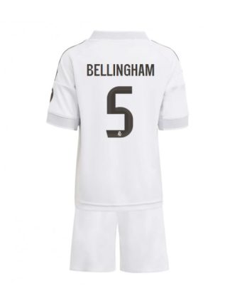 Otroški Nogometna dresi replika Real Madrid Jude Bellingham #5 Domači 2025-26 Kratek rokav (+ hlače)