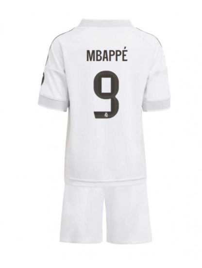 Otroški Nogometna dresi replika Real Madrid Kylian Mbappe #9 Domači 2025-26 Kratek rokav (+ hlače)