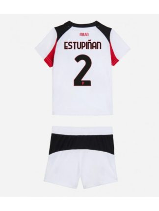 Otroški Nogometna dresi kompleti poceni AC Milan Pervis Estupinan #2 Gostujoči 2025-26