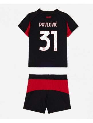 Otroški Nogometna dresi kompleti poceni AC Milan Strahinja Pavlovic #31 Domači 2025-26