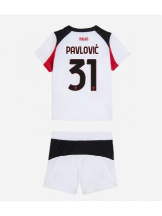 Otroški Nogometna dresi kompleti poceni AC Milan Strahinja Pavlovic #31 Gostujoči 2025-26