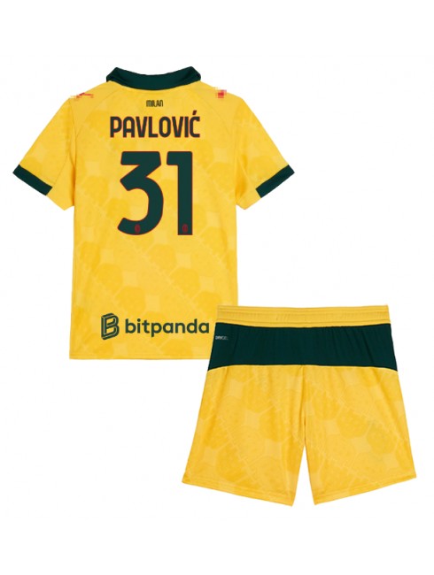 Otroški Nogometna dresi kompleti poceni AC Milan Strahinja Pavlovic #31 Tretji 2025-26