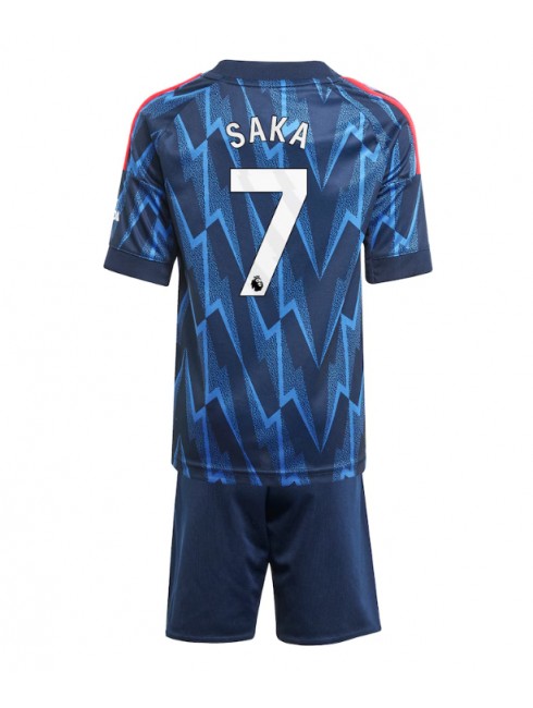 Otroški Nogometna dresi kompleti poceni Arsenal Bukayo Saka #7 Gostujoči 2025-26
