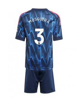 Otroški Nogometna dresi kompleti poceni Arsenal Cristhian Mosquera #3 Gostujoči 2025-26