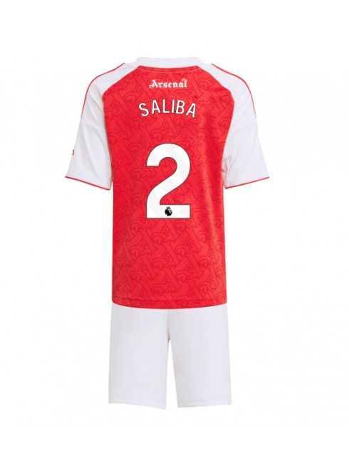 Otroški Nogometna dresi kompleti poceni Arsenal William Saliba #2 Domači 2025-26