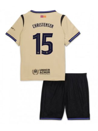 Otroški Nogometna dresi kompleti poceni Barcelona Andreas Christensen #15 Gostujoči 2025-26