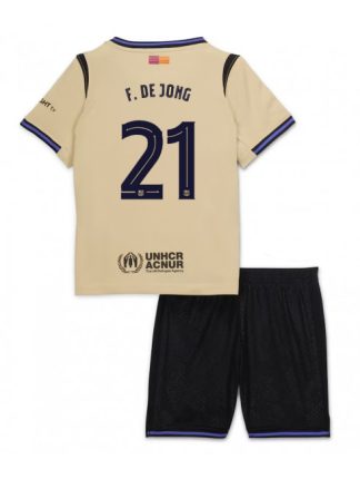 Otroški Nogometna dresi kompleti poceni Barcelona Frenkie de Jong #21 Gostujoči 2025-26