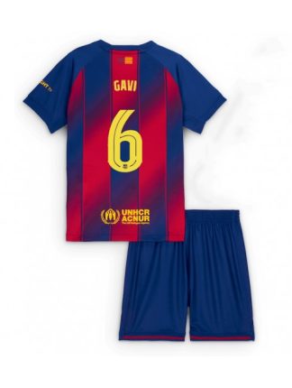 Otroški Nogometna dresi kompleti poceni Barcelona Paez Gavi #6 Domači 2025-26