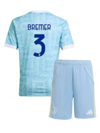 Otroški Nogometna dresi kompleti poceni Juventus Gleison Bremer #3 Gostujoči 2025-26