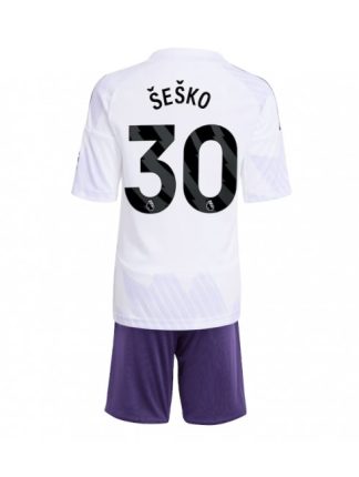 Otroški Nogometna dresi kompleti poceni Manchester United Benjamin Sesko #30 Gostujoči 2025-26