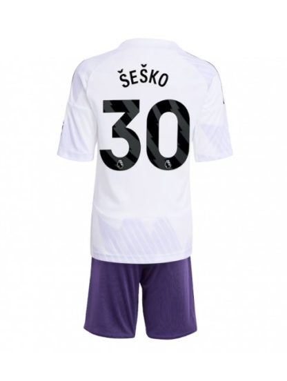Otroški Nogometna dresi kompleti poceni Manchester United Benjamin Sesko #30 Gostujoči 2025-26