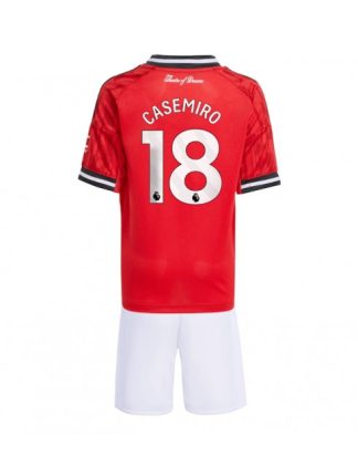 Otroški Nogometna dresi kompleti poceni Manchester United Casemiro #18 Domači 2025-26