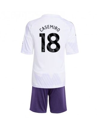Otroški Nogometna dresi kompleti poceni Manchester United Casemiro #18 Gostujoči 2025-26