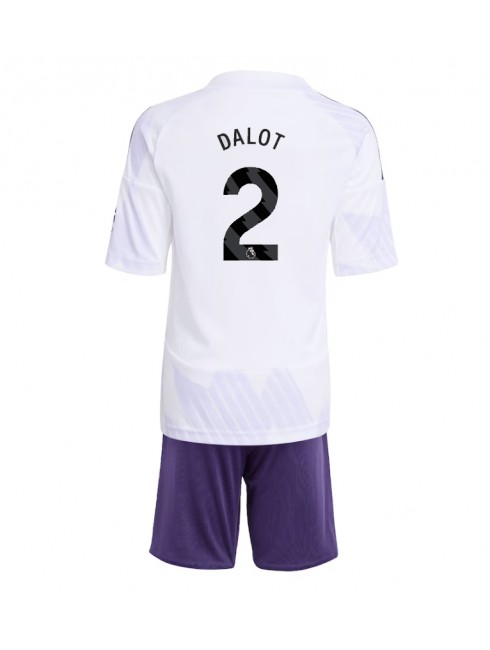 Otroški Nogometna dresi kompleti poceni Manchester United Diogo Dalot #2 Gostujoči 2025-26