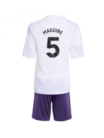 Otroški Nogometna dresi kompleti poceni Manchester United Harry Maguire #5 Gostujoči 2025-26