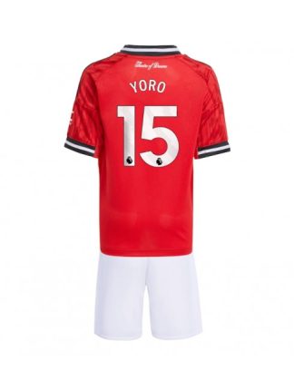 Otroški Nogometna dresi kompleti poceni Manchester United Leny Yoro #15 Domači 2025-26