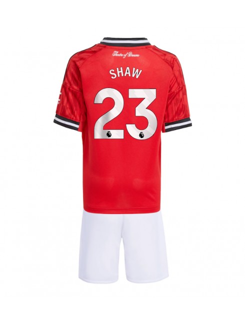Otroški Nogometna dresi kompleti poceni Manchester United Luke Shaw #23 Domači 2025-26
